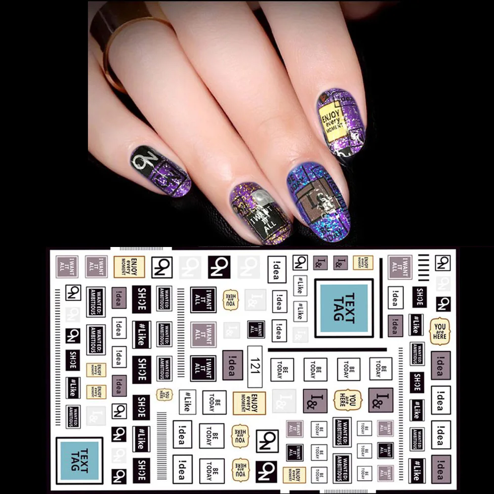 

1 Sheet Letter Words Pattern 3D Nail Art Stickers Adhesive Nail Tips Decal DIY Beauty Manicure Decor Tools 4 Styles