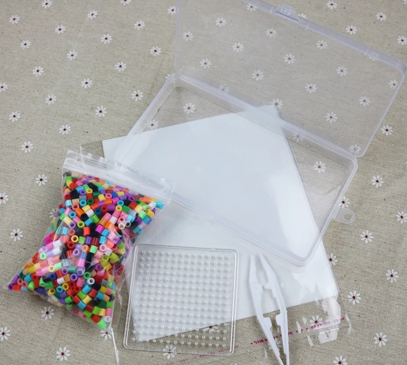 

5mm Mixed color/set / 1000pcs perler hama beads set educational Kids diy toys fuse beads small pegboard sheets ironing paper