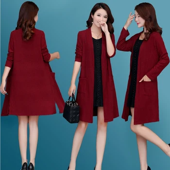 

Loose large size jacket female spring and autumn shawl fat MM long section sweater thin cardigan Korean long sleeve