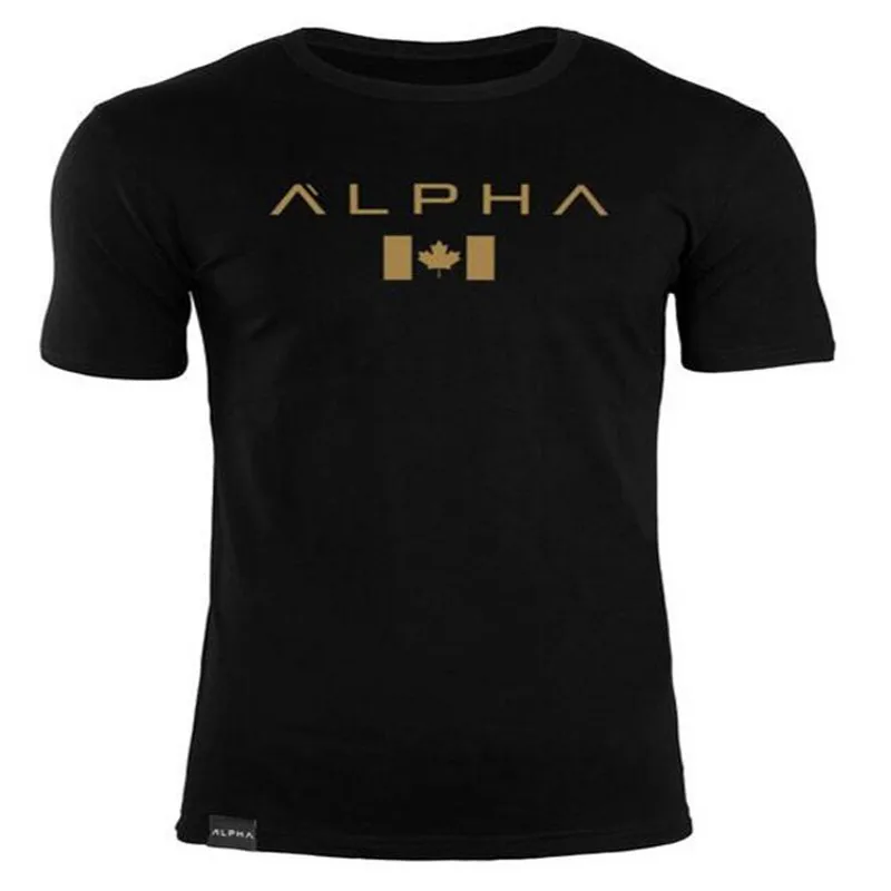 ALPHA maple leaf fashion summer short t shirt men brand clothing cotton comfortable male t-shirt print tshirt men clothing