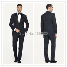 Шерсть, ручная работа, черный сатин, 2 предмета(куртка+ брюки), две пуговицы, лацкан с тупым углом, мужской черный смокинг