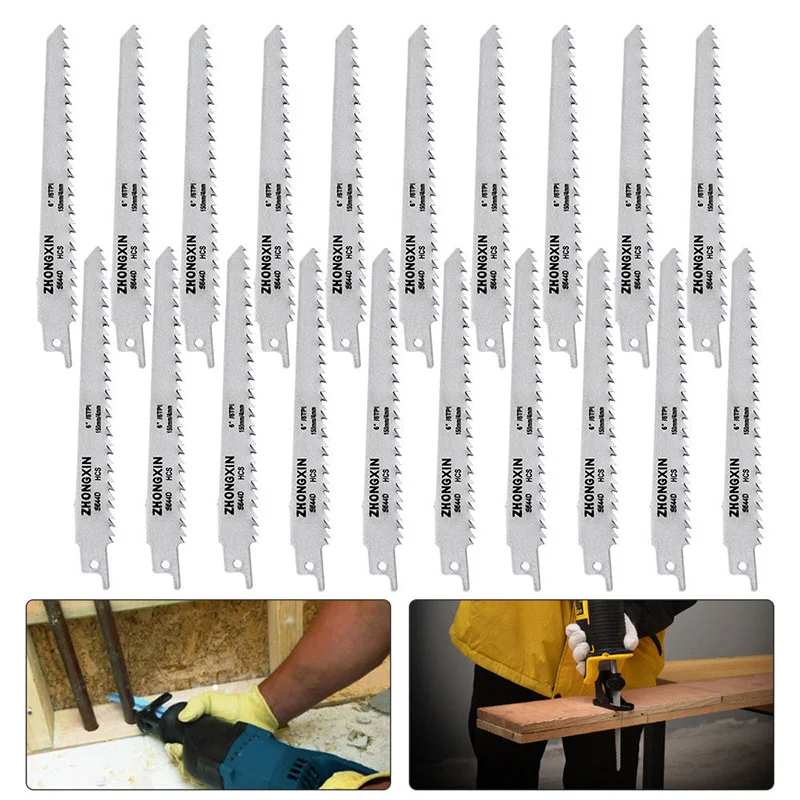 

20Pcs HCS Carbon Saber Saw Blades 150 x 19 x 0.9 mm for Wood PVC MJJ88