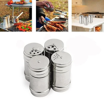 

200Pcs/Lot Stainless Spice Shaker Jar Sugar Salt Pepper Herbs Toothpick Storage Bottle BBQ Hot Pop Quality