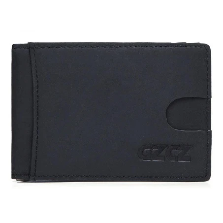 GZCZ Hot! Genuine Crazy Horse Cowhide Leather Money Clips High Quality Rfid Wallets Fashion Mini Purses Vintage Men Wallet Walet - Цвет: Черный