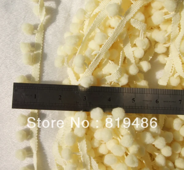 

5Yards/Lot ICECREAM YELLOW color cute PomPom fringe trim draper ball Accessories sew 0.8" ball