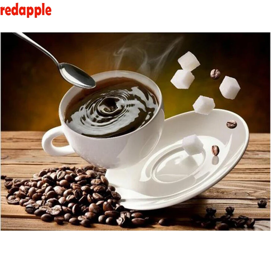 

Diy 5D Diamond Painting Cross Stitch Kits magical coffee beas cup Diamond Embroidery Needlework Square Rhinestone kitchen Decor