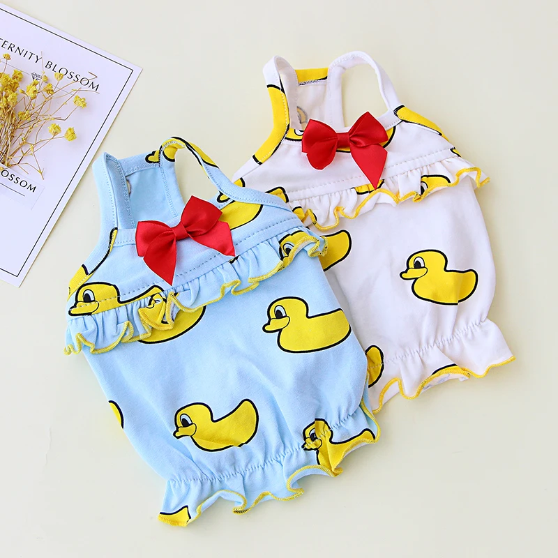 

Pet Matching Clothes For Small Medium Dog Costume Cute Duck Print Puppy Chihuahua Clothing Cotton Pet Clothes For Dog Ropa Perro