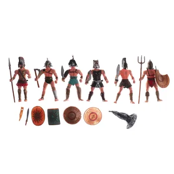 

Plastic Ancient Roman Gladiator Warriors Medieval Soldier Action Figures Model Military Playset DIY Scenes Kids Adult 6pcs/lot