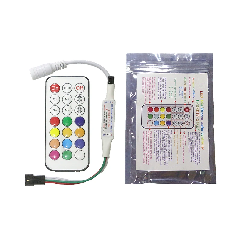 5V 12V WS2811 WS2812B SK6812 UCS1903 SM16703 Magic Color LED Strip light Full Color LED RGB IR Pixel Controller + 21Key Remote