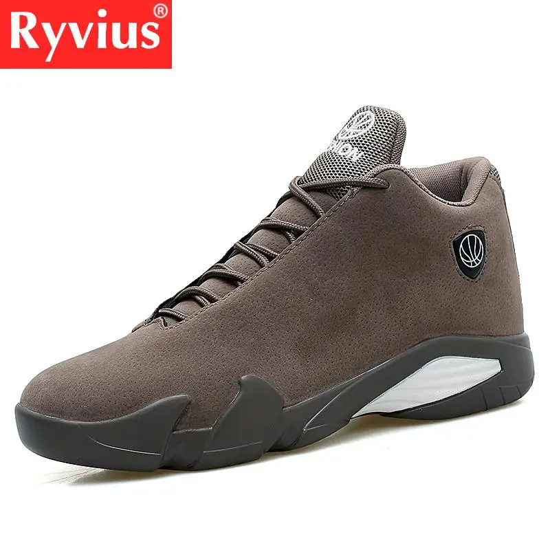 Ryvius العلامة التجارية 2018 بيع انفجارات الرجال كرة السلة المجال الرياضي أحذية الأزياء الجلد المدبوغ عدم الانزلاق صدمة الرجال الرياضية أحذية حج...