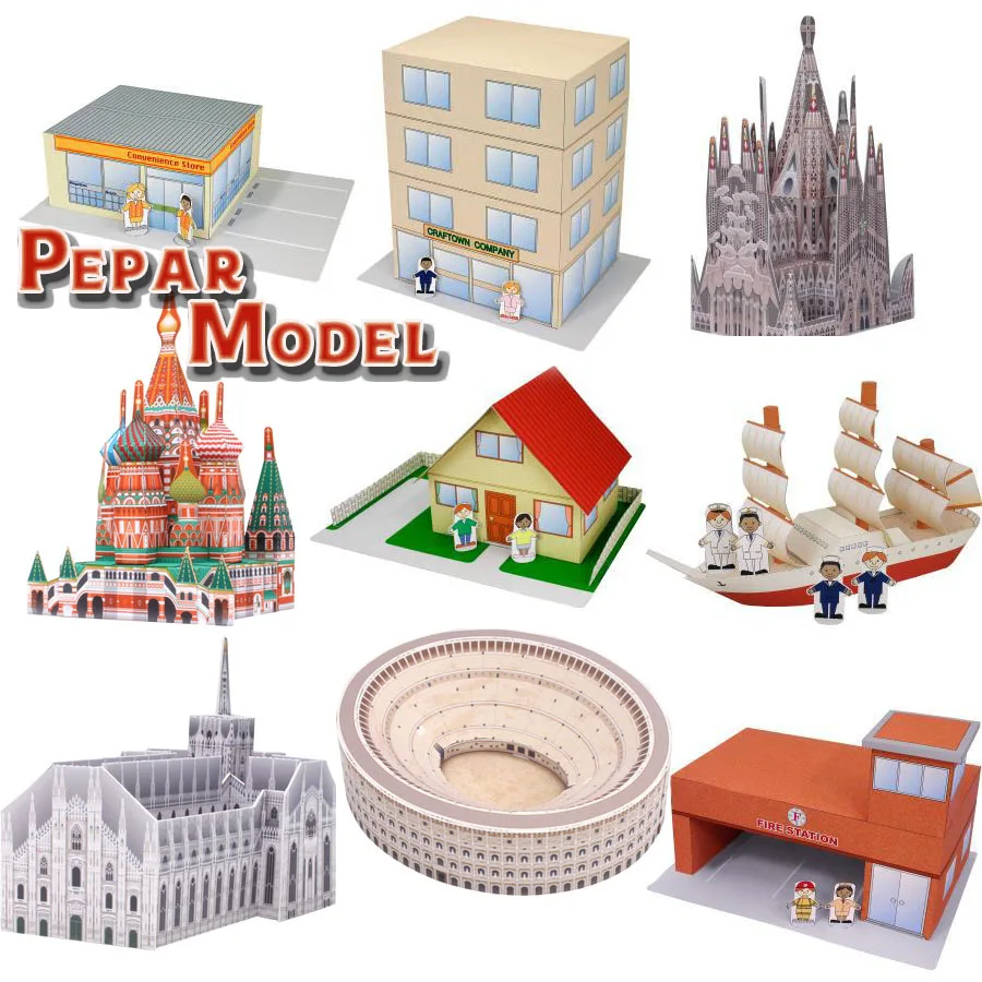 3d Paper Model Space Library Papercraft Cardboard House For Children Toys Architectural Model Saint Basil S Cathedral Colosseum Card Model Building Sets Aliexpress