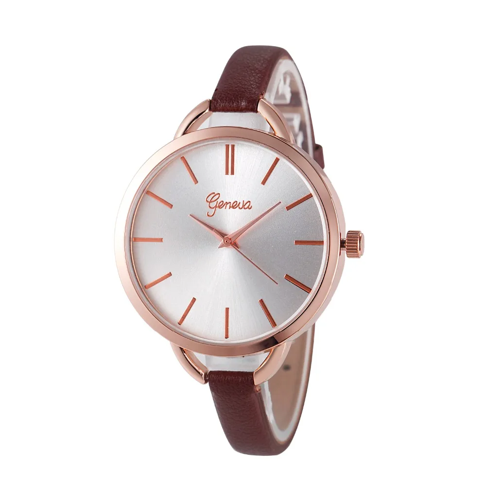 Новое поступление кварцевые женские часы GENEVA модные кожаные часы платье Роскошные женские наручные часы 100 шт./партия