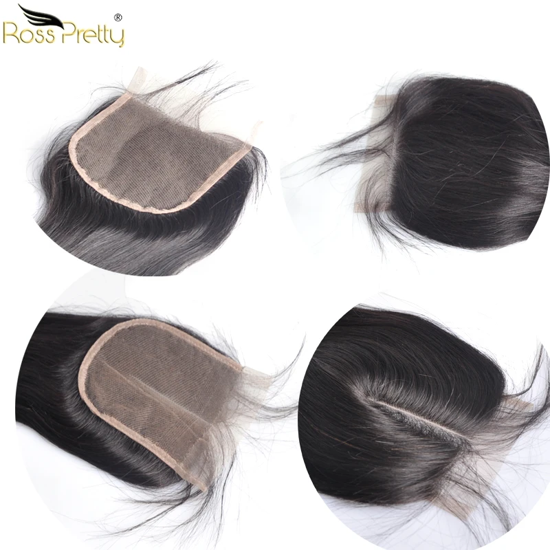 lace closure middle part and free part straight remy human hair