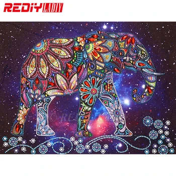 

Special Shaped Diamond Embroidery Crystal Shining Elephant DIY Diamond Painting Partial Round Rhinestones Mosaic Crafts 30x40cm