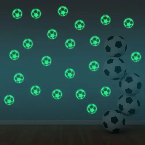 Новые 12 шт. 3D футбол светится в темноте светящиеся флуоресцентные виниловые наклейки на стену домашний Декор наклейки
