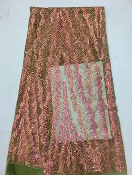 

Nigerian french net Lace Sat-6.3103 Embroidered Cord Lace Fabric with full beads for bridal dress