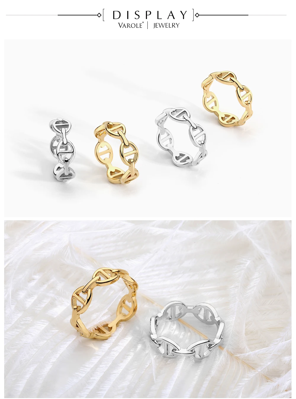 Varole корейские полые медь золотого цвета обручальное кольцо для женщин Серебряные женские кольца, бижутерия оптом