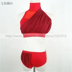 Новый Для женщин полюс Танцы костюм красный высокая эластичная ткань Марля Сексуальная