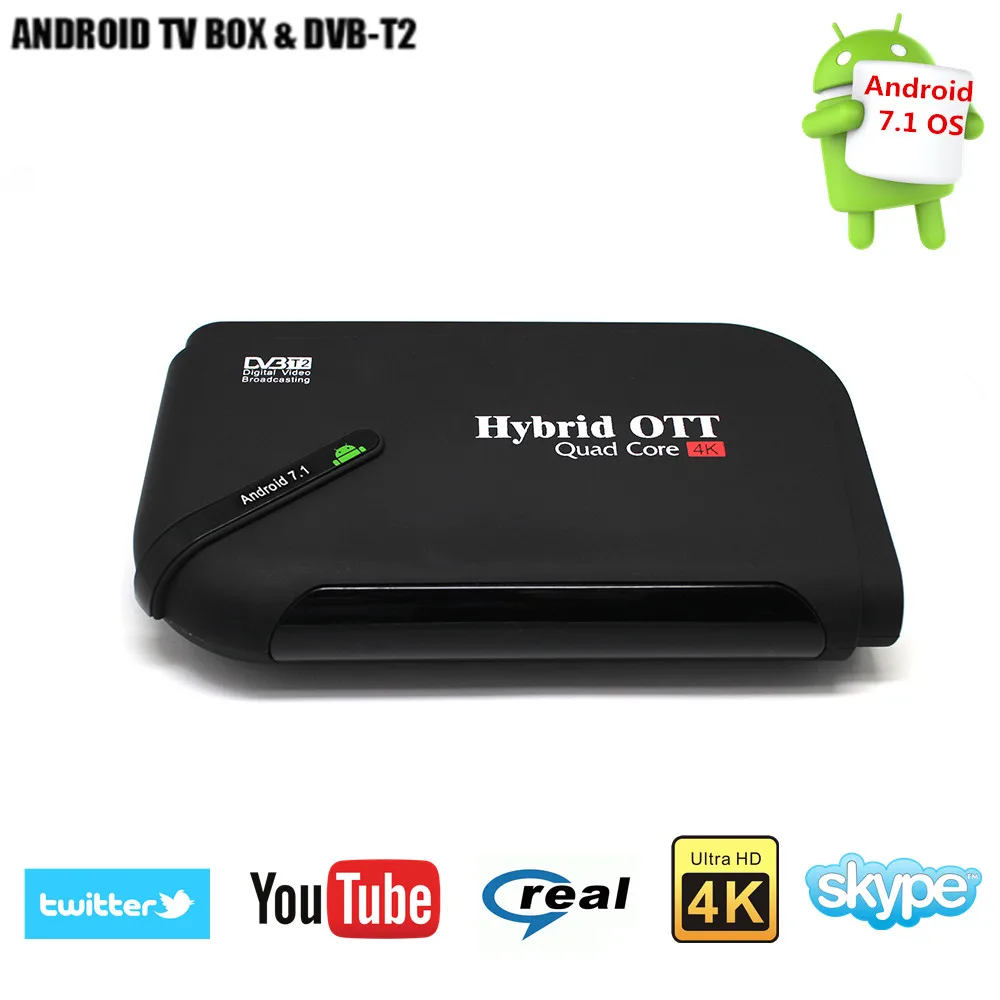 

Vmade DVB-T2 TV Box Android 7.1 OS WiFi smart TV Box Amlogic S905D 1G ROM 8G RAM 100M Support 4K H.265 OTT + DVB T2 Media Player