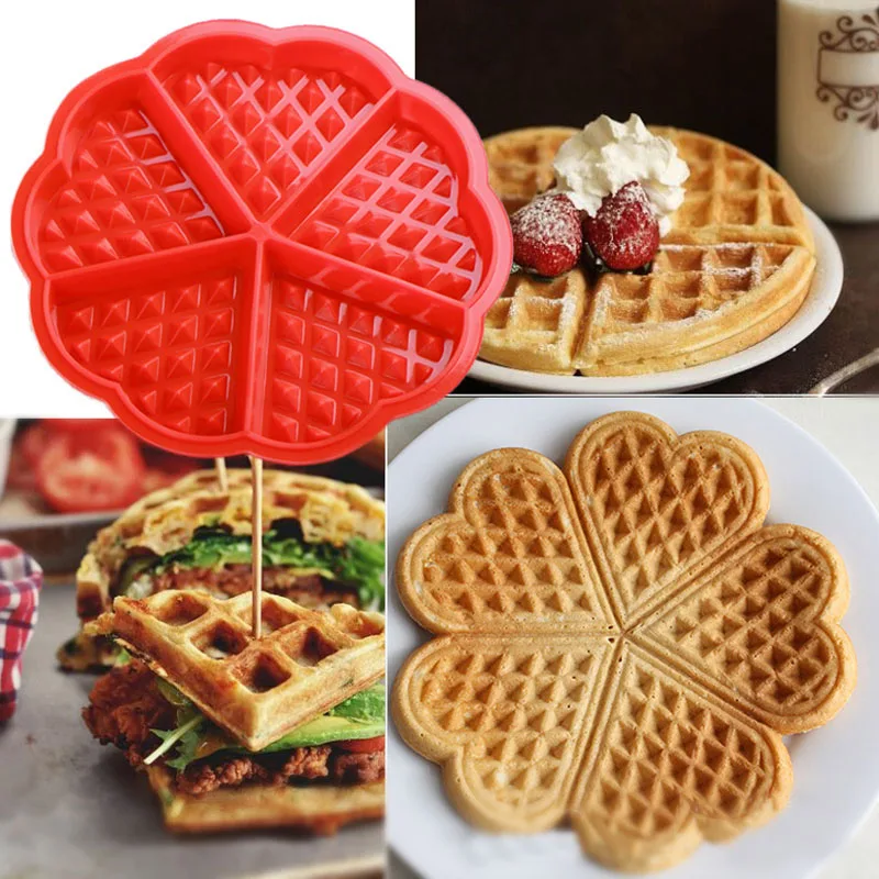 

DIY Waffle Mold 5-Cavity/4-Hold Silicone Oven Pan Baking Cookie Cake Muffin Cooking Tools Kitchen Accessories Supply