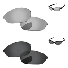 Черный и хром серебро 2 пары Поляризованные Сменные линзы для половины солнечные очки к куртке рамка UVA и UVB Защита