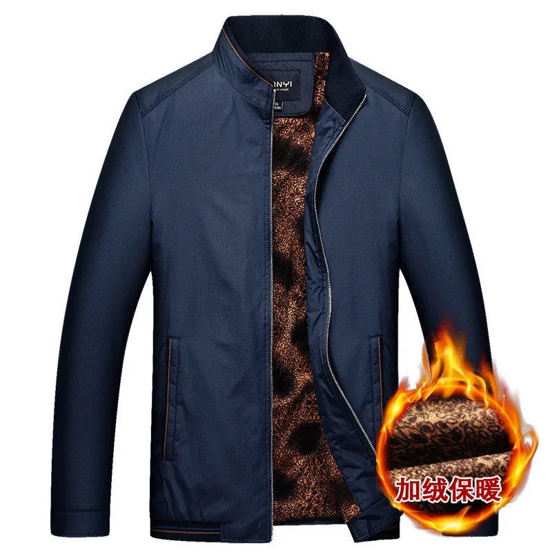 

Men's Jacket/2019 Spring and Autumn Fashion City Casual Large Size Stand Collar and Velvet Thicken Warm Simple High Quality Coat