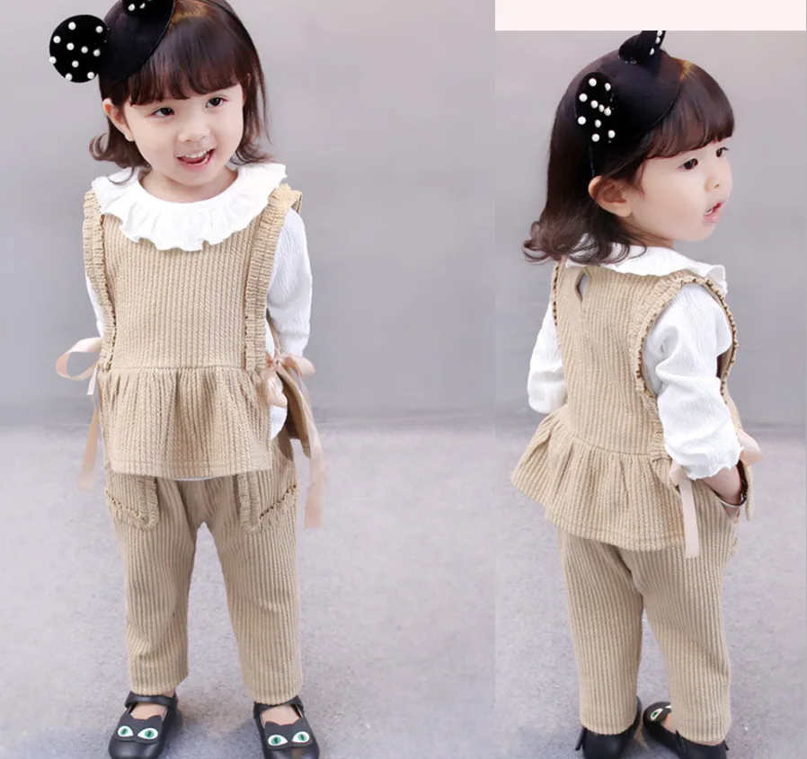 

Newborn Baby Girl Clothes Set Birthday Christening Clothes Infant Wedding Clothing Suit Lace Shirts+Vest+Trousers Kids Gifts