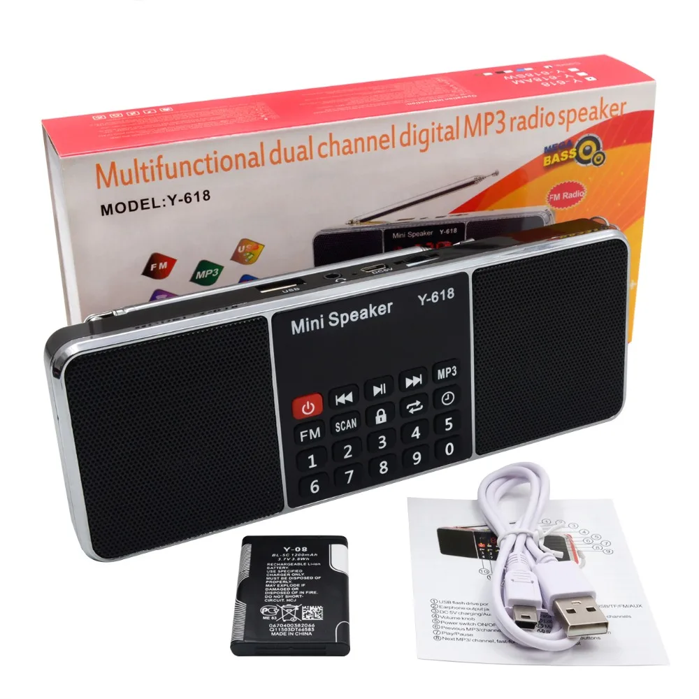 Lefon Digitale Fm Radio Ontvanger Speaker Stereo MP3 Speler Ondersteuning Tf Card Usb Drive Led Display Tijd Shutdown Draagbare Radio