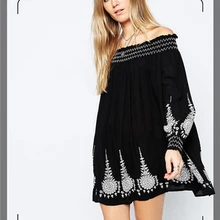 Винтажное уличное платье с вышивкой, новинка, женское черное платье с открытыми плечами и вырезом, различные модели, халат femme