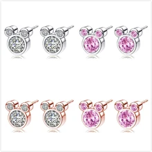 Paylor 4 стиля в форме Микки серебряные цветные серьги-гвоздики для женщин Девушка сверкающие CZ Циркон брендовые серьги-кольца, модные ювелирные украшения