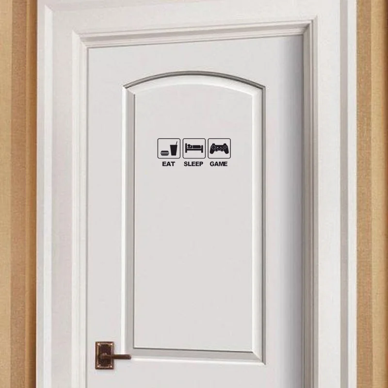 

YOJA 25*9.4CM EAT SLEEP GAME Creative Wall Decorative Stickers Children Door Decals D1-0013