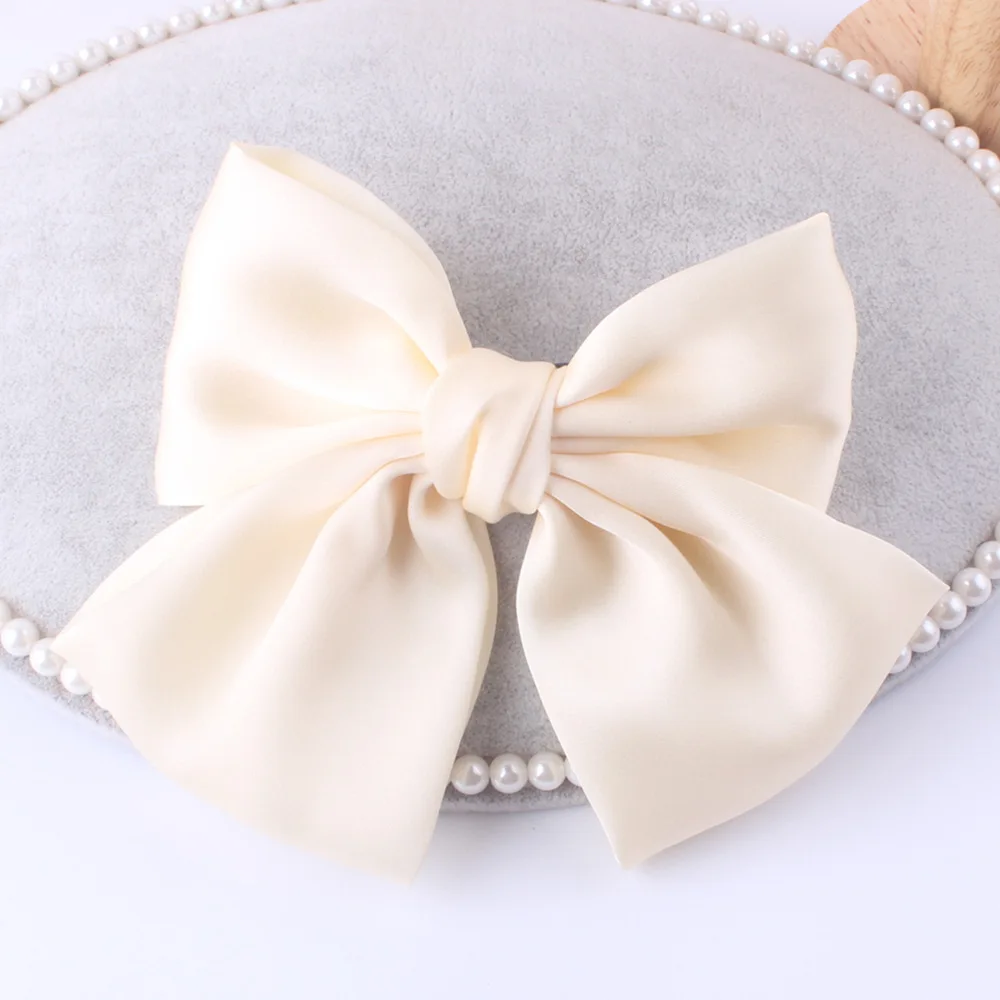 10 Colors Women Girls Vintage Soft Solid Denim Bow Barrette Big Size Lovely Bowknot Hair Clips Hairpin Blue Denim Headwear hairclips