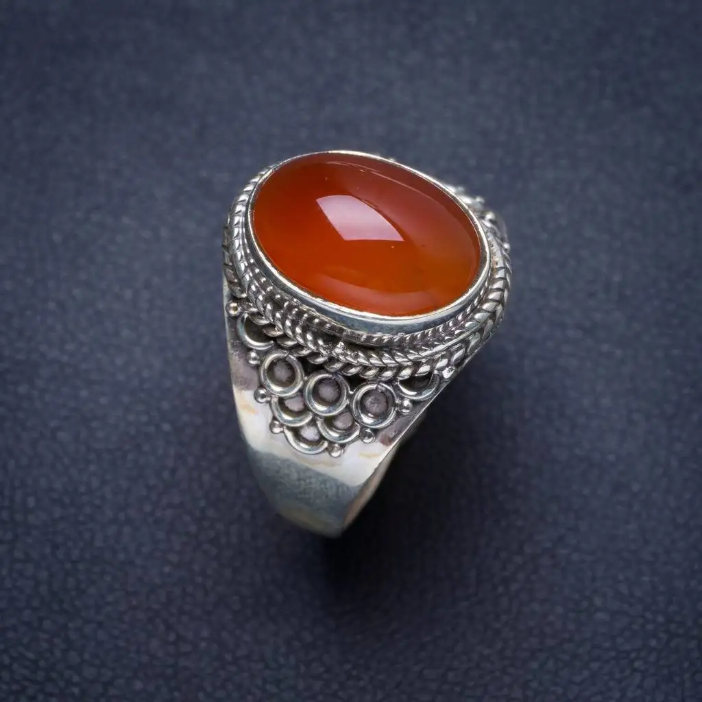 

Natural Carnelian Handmade Unique 925 Sterling Silver Ring 8.5 Y3926