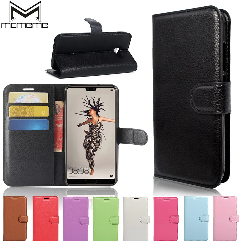 

MCMEMME For Huawei P20 Pro Case Cover Luxury PU Leather Flip Wallet Phone Protective Bag Case For Huawei P20 P20Pro Shell Bag