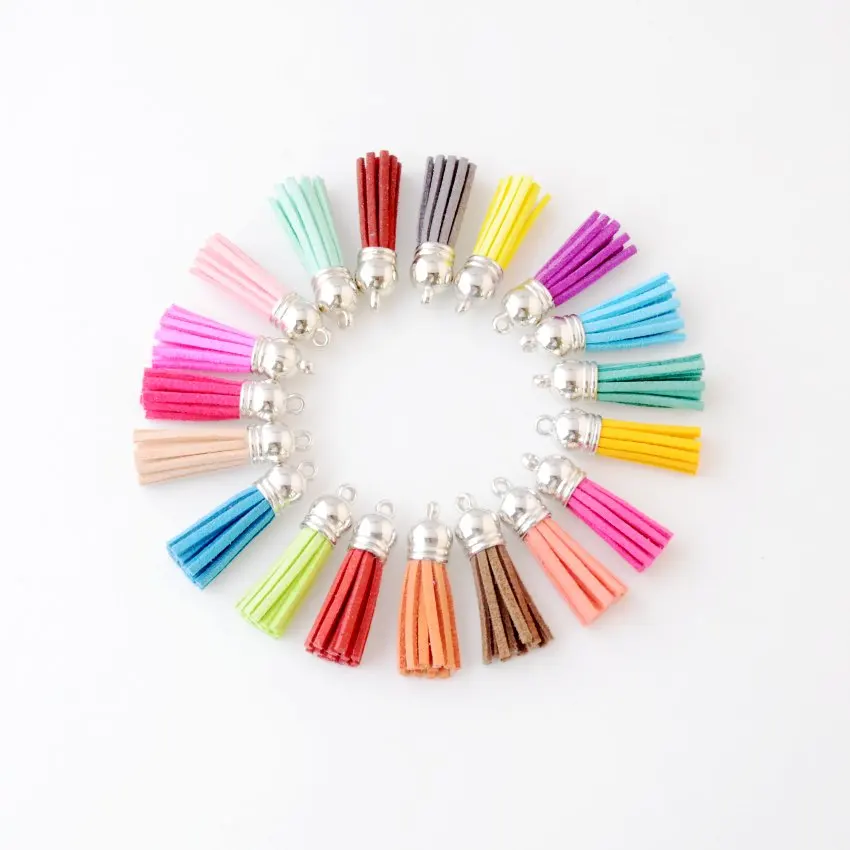 

20pcs 3.8cm Tassel Vintage Leather Tassels Fringe for Purl Macrame DIY Jewelry Keychain Cellphone Straps Pendant