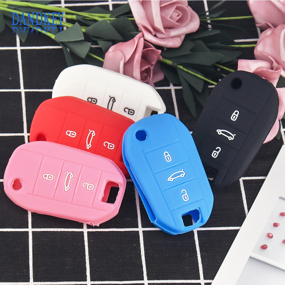 

Dandkey 3 Button Silicone Flip Car Key Cover Case For Peugeot 508 301 2008 3008 408 Citroen C2 C3 C4 C5 Cactus C4L Picasso Xsara