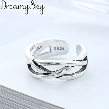

New Trendy Bridal Jewelry 925 Sterling Silver Cross Rings For Women Girls Gift Bohemian Vintage Large Engagement Ring Anillos