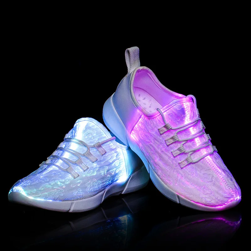 

KINE PANDA Luminous Sneakers Fiber Optic Fabric Light Up Shoes Flashing Adult Kids Teenage Girls Boys USB Rechargeable 11 Models