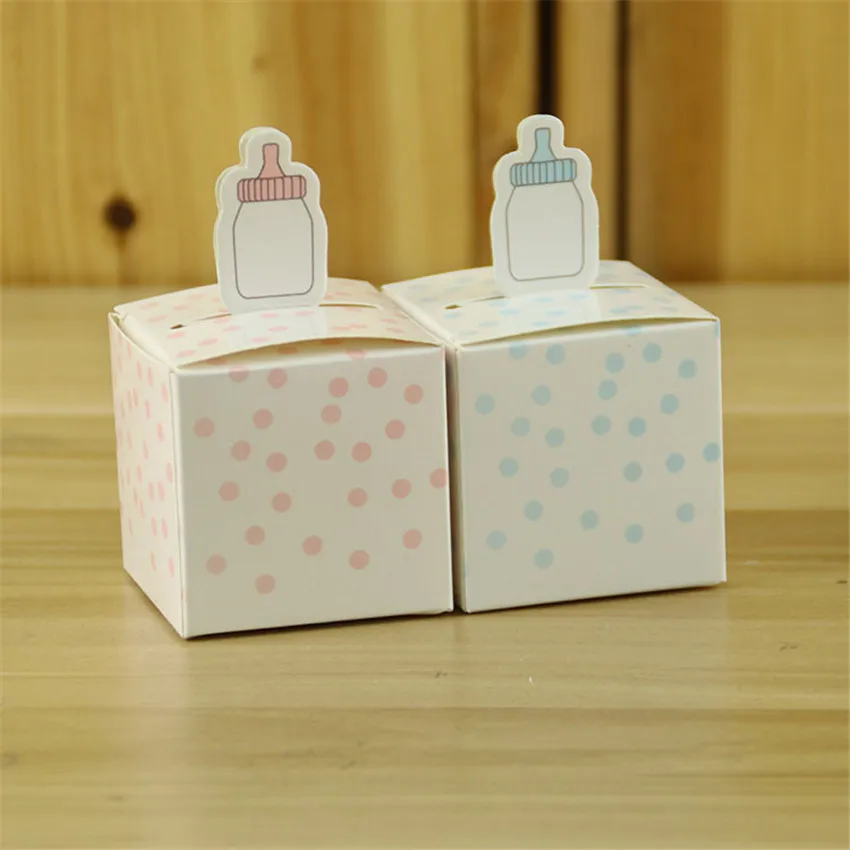 50 pcs Bébé De Baptême Boîte De Bonbons Sucette/Éléphant/Oiseau/Train Faveur Boîtes Baby Shower D\u0027anniversaire Garçon Décoration baptême Faveurs dans Cadeau