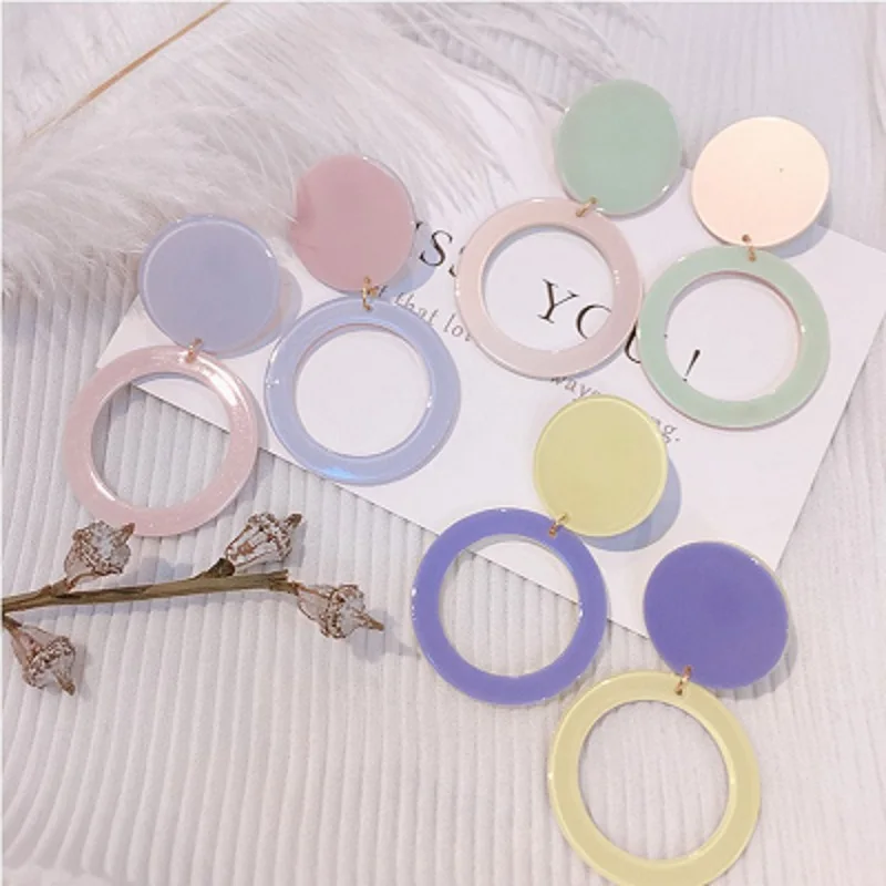 

New fashion colorful charm bohemian round earrings charm atmosphere exaggerated version of geometric earrings