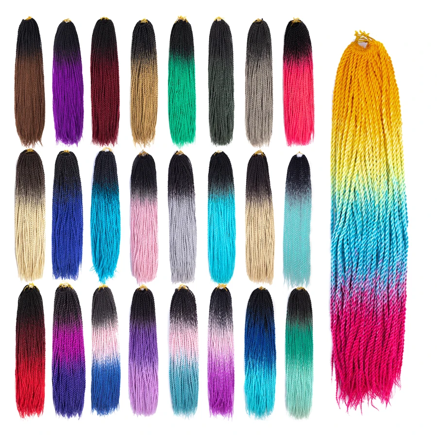 

Aigemei Crochet Braids Senegalese Twist 24 inch Ombre High Temperature Fiber Braiding Hair Extensions For Women 20 Roots/Pack