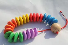 1pc pack Kids wooden snake Stringi Beaded Toys Children Learning and Education Baby Toys Colorful Novelty