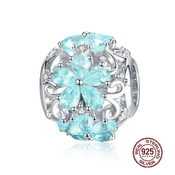 

MOWIMO Classic 925 Sterling Silver Blue Flower Beads Charm Fit Original Silver Bracelets & Bangle Pendant Silver Jewelry BKC941