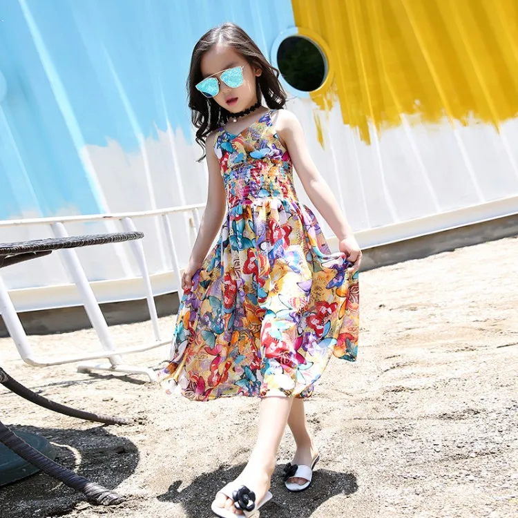 

Girls Dress Bohemian Children Clothing 2017 Summer Princess Wedding Party Dresses Girl Clothes Size 6-16 years