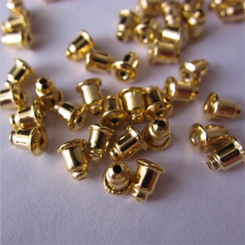 

50pcs/lot Metal Bullet Hard Earring Backs Plugging Blocked Rubber Ear Back DIY Earrings Jewelry Making Accessories Silver&gold