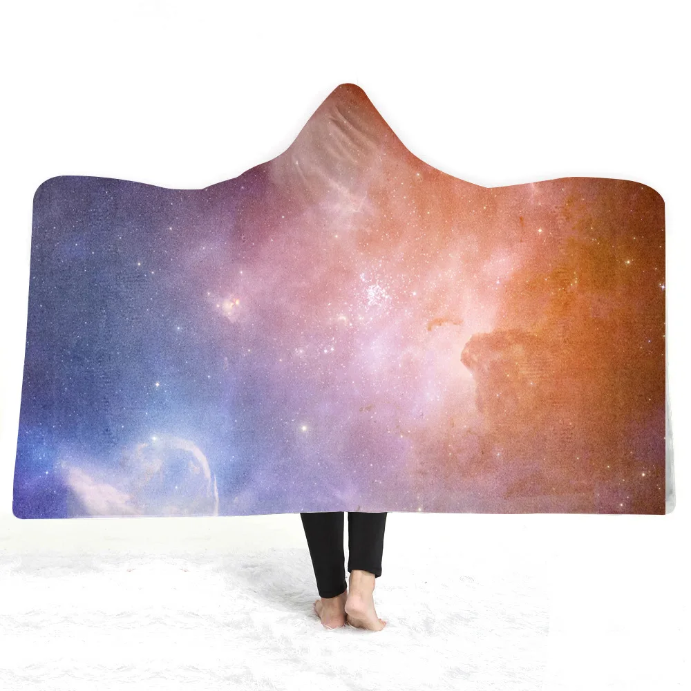 Cosmic Galaxy одеяло с капюшоном, утолщение, 3d принт, пледы, одеяло, диван/кровать/самолет, путешествия, постельные принадлежности, Прямая поставка для дома - Цвет: 35