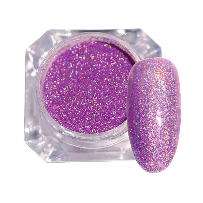 

Holographic Nail Powder Laser Effect Shiny Nail Pigment Chrome Dust Purple Color Nail Art DIY Beauty Design Decorations Tips