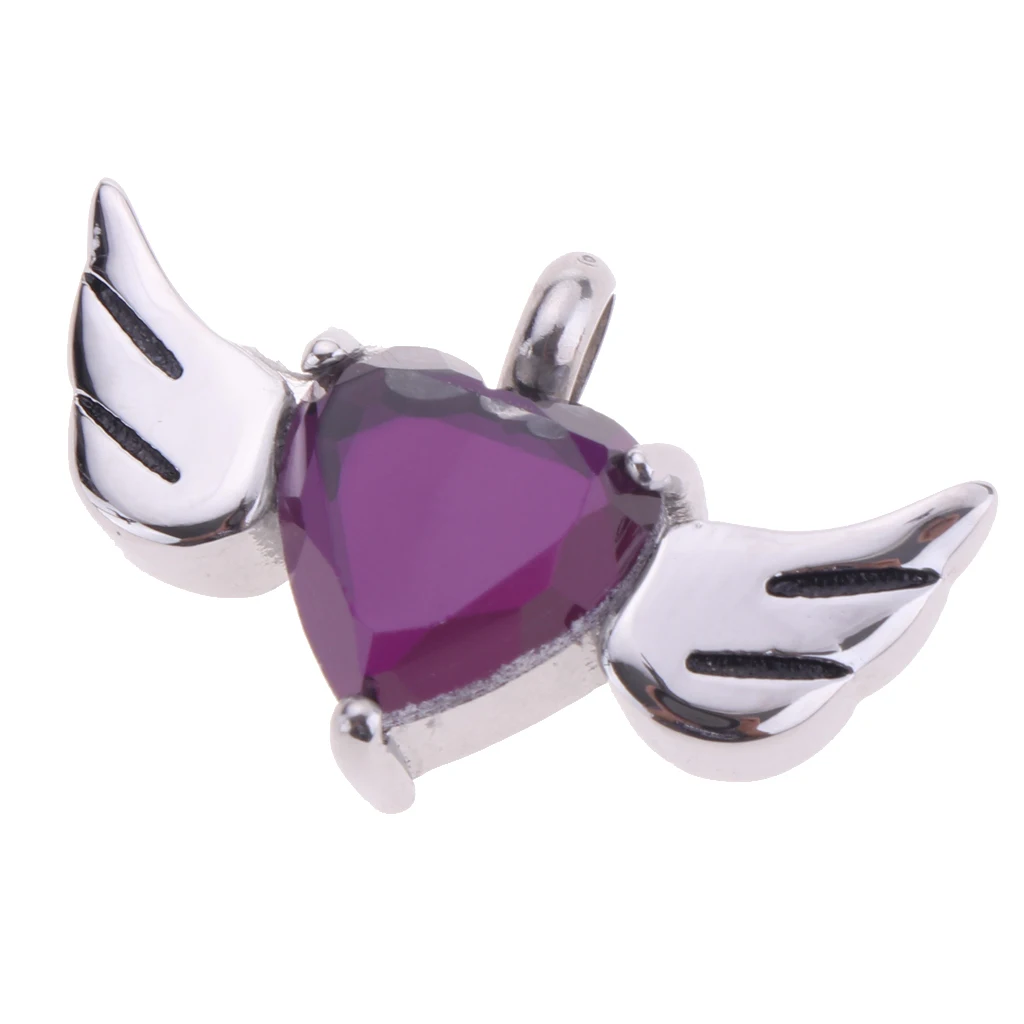 Purple Crystal Cremation Ash Holder Urn Memorial Keepsake Heart Wings Pendant Fashion Jewelry Pendant