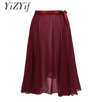

YiZYiF Women Ballet Skirts Sheer Chiffon Wrap Over Scarf Skirt With Waist Tie Ballet Dance Adult Performance Costume Dance Skirt