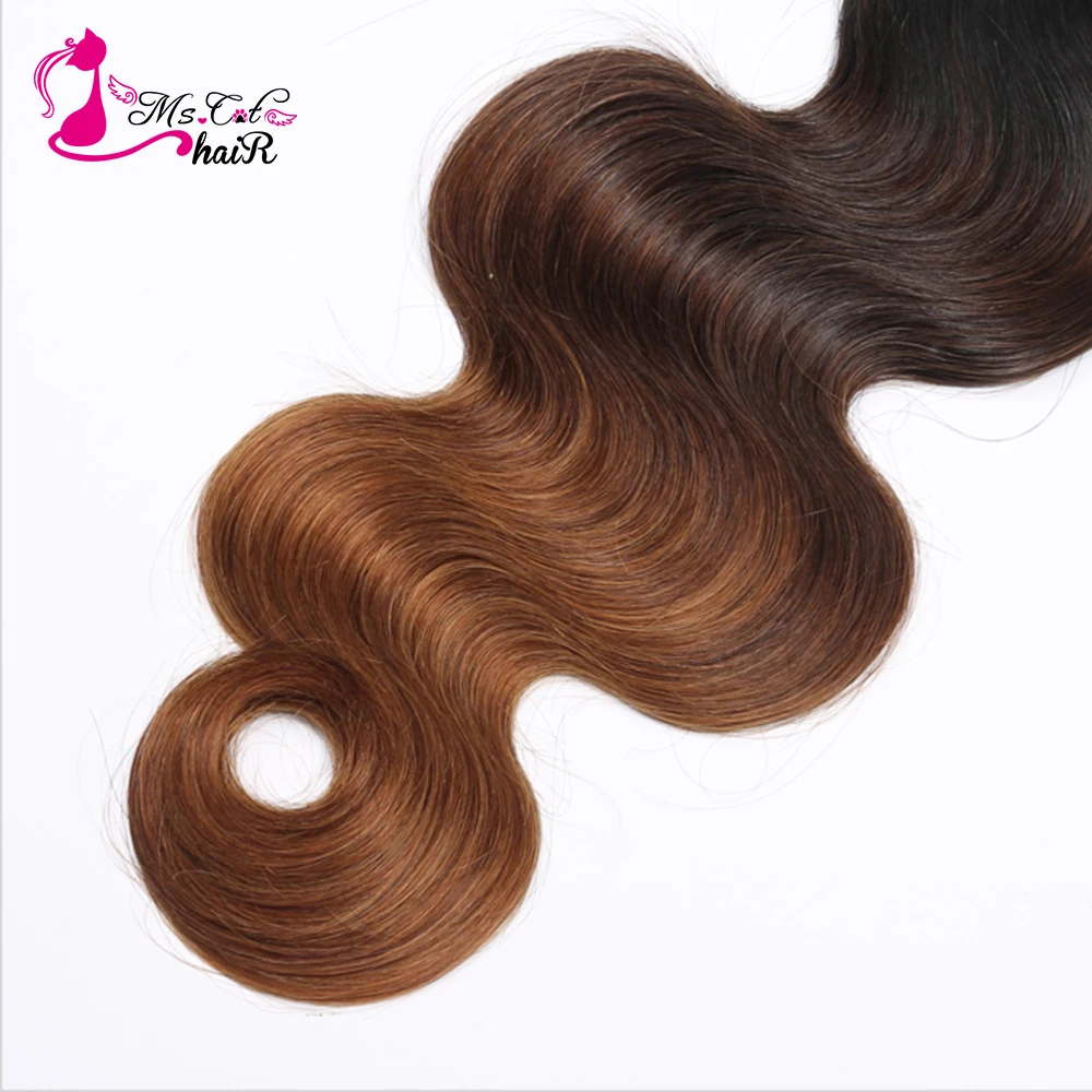 Ms Cat Hair Ombre Бразильские волосы Объемная волна 4 пучка 1B / 4/30 Пучки человеческих